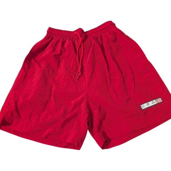 Limited‎ Vintage Y2k Women's Red USA Nylon Elastic Waist Shorts Size XS - Picture 1 of 5